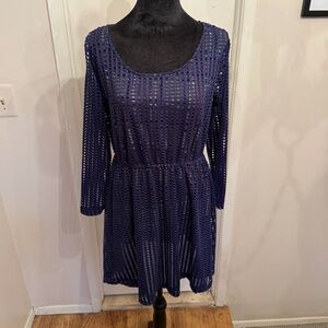 NWT Women's Size Large Open Weave Plaid Lining Layer Career Dress